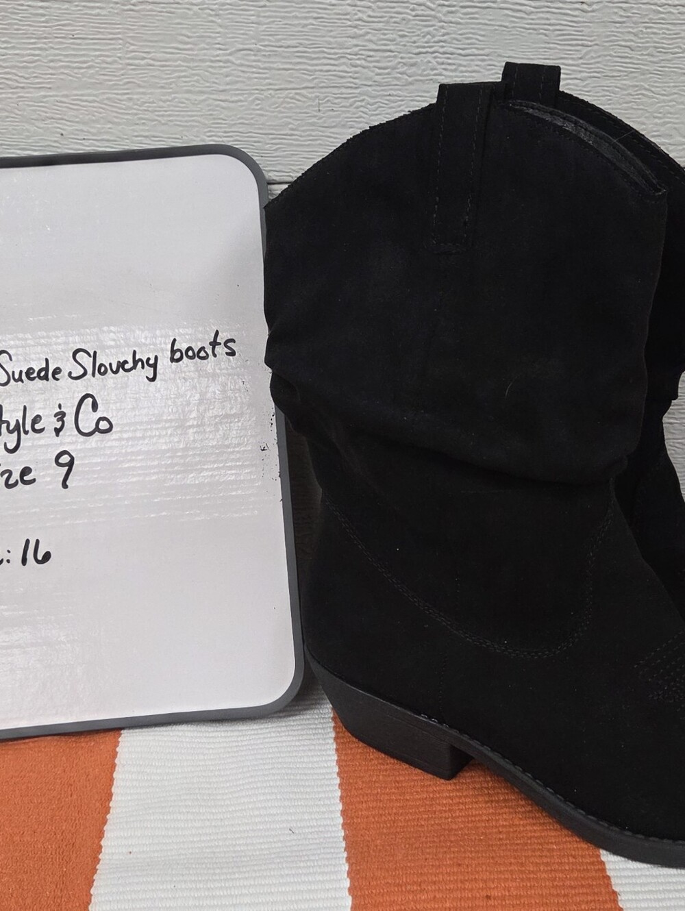 Style & Co 9 Black Suede Slouch Western Ankle Boots - Women - Picture 8 of 10